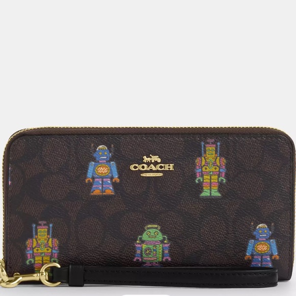 Coach Cosmic Coach Long Zip Around Wallet In Signature Canvas With Robot Print - Picture 1 of 8